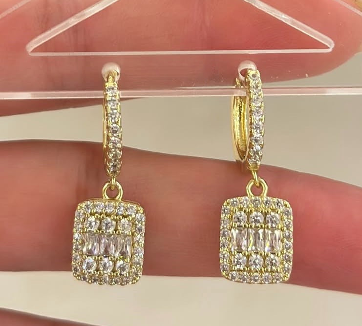 Baguette Panel Drop Earrings