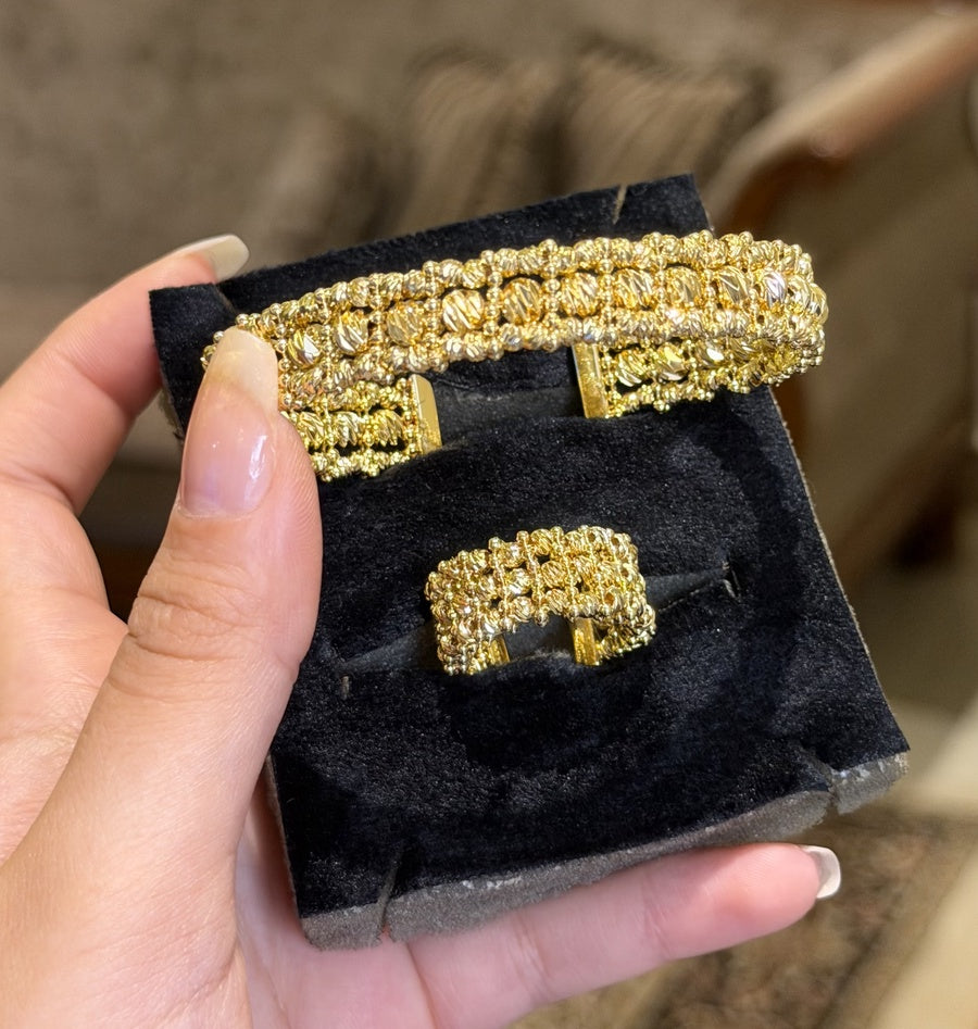 Textured Bangle & Ring Set