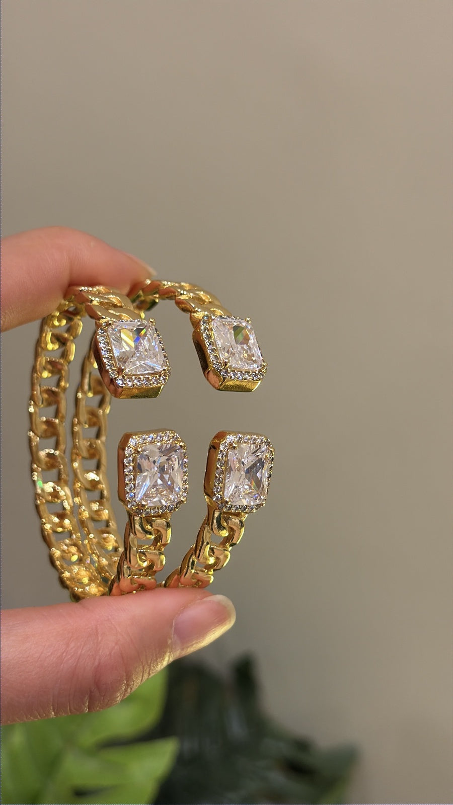 Emerald-Cut Crystal Cuff