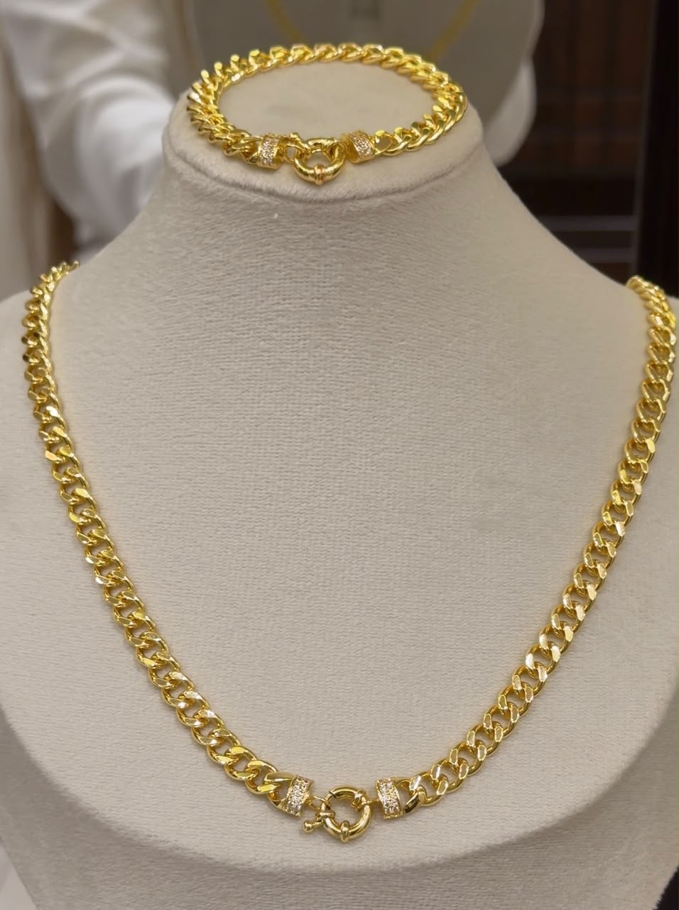 Pavé Clasp Cuban Set — Necklace & Bracelet